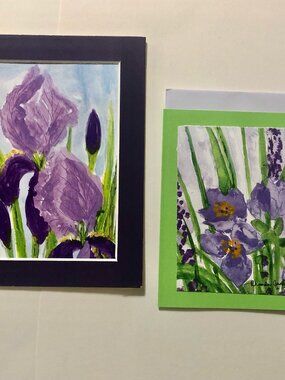 Purple Iris Watercolor Painting